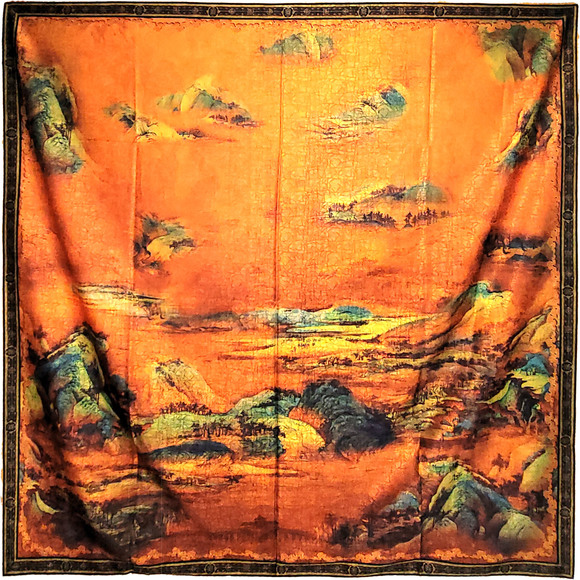 NWT Double Sided Silk Scarf 53"x53" Large Square Shawl Wrap XiangYunSha 36441 - Picture 14 of 14